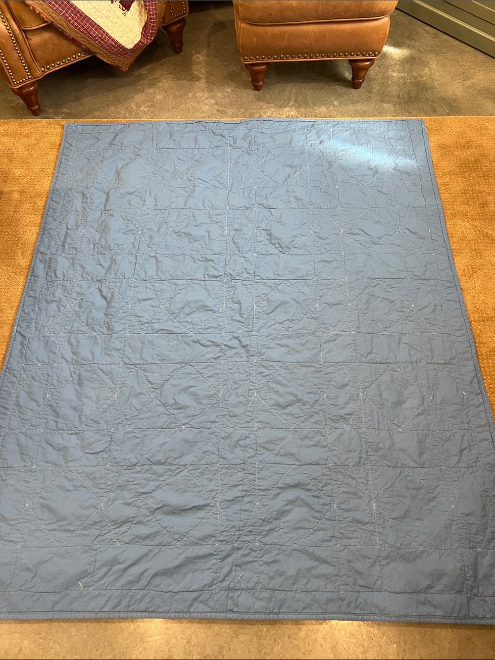 Blue & Green Gradient Cotton Quilt - Modern Geometric Bedding - Picture 6 of 6